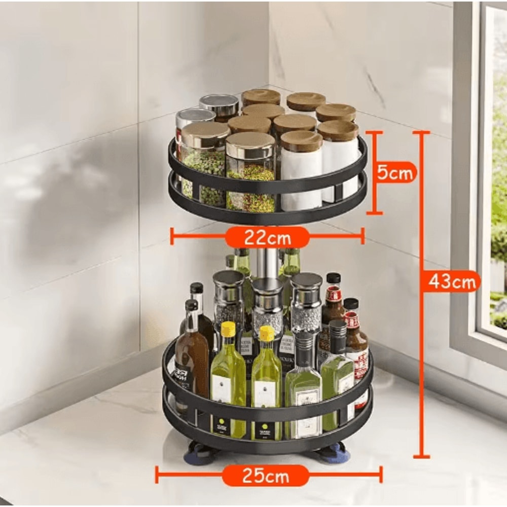 360 Rotating Spice Rack Tray NonSlip Kitchen Turntable Organizer 2