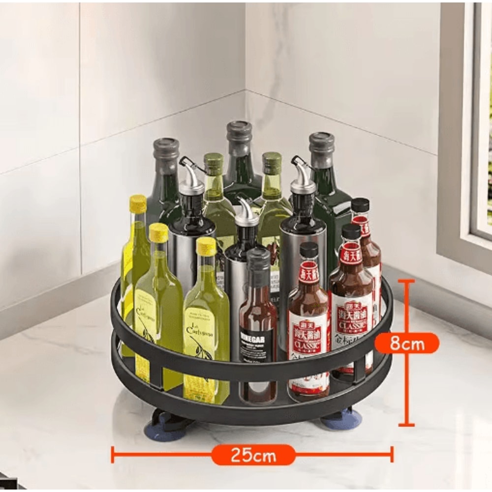360 Rotating Spice Rack Tray NonSlip Kitchen Turntable Organizer 3