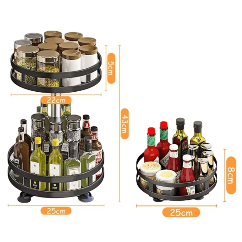 360 Rotating Spice Rack Tray NonSlip Kitchen Turntable Organizer 5