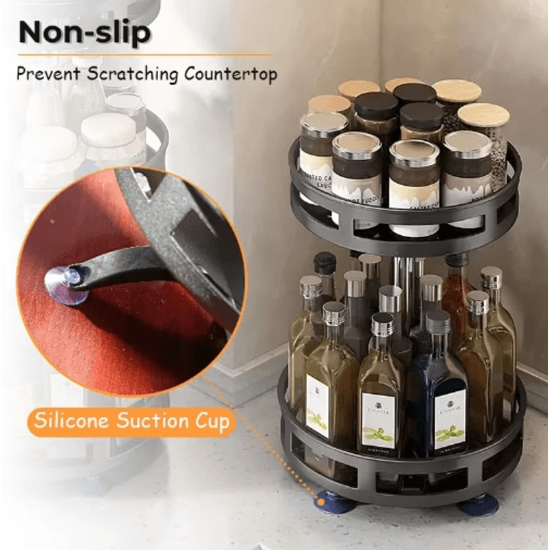 360 Rotating Spice Rack Tray NonSlip Kitchen Turntable Organizer 6