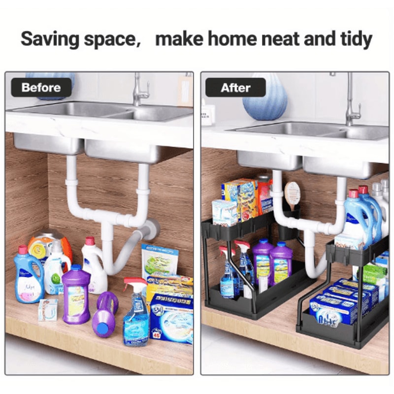 MultiLayer PullOut Storage Rack Sliding Kitchen Bathroom Organizer 0
