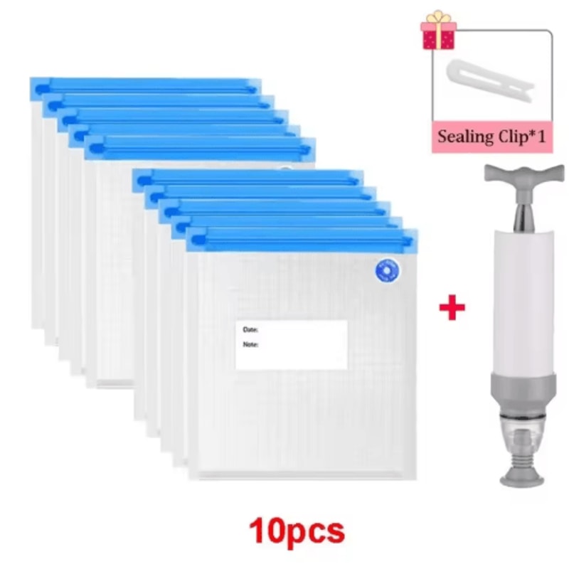 Reusable Vacuum Sealing Food Bags Air Valve FreshKeeping Storage Set 2