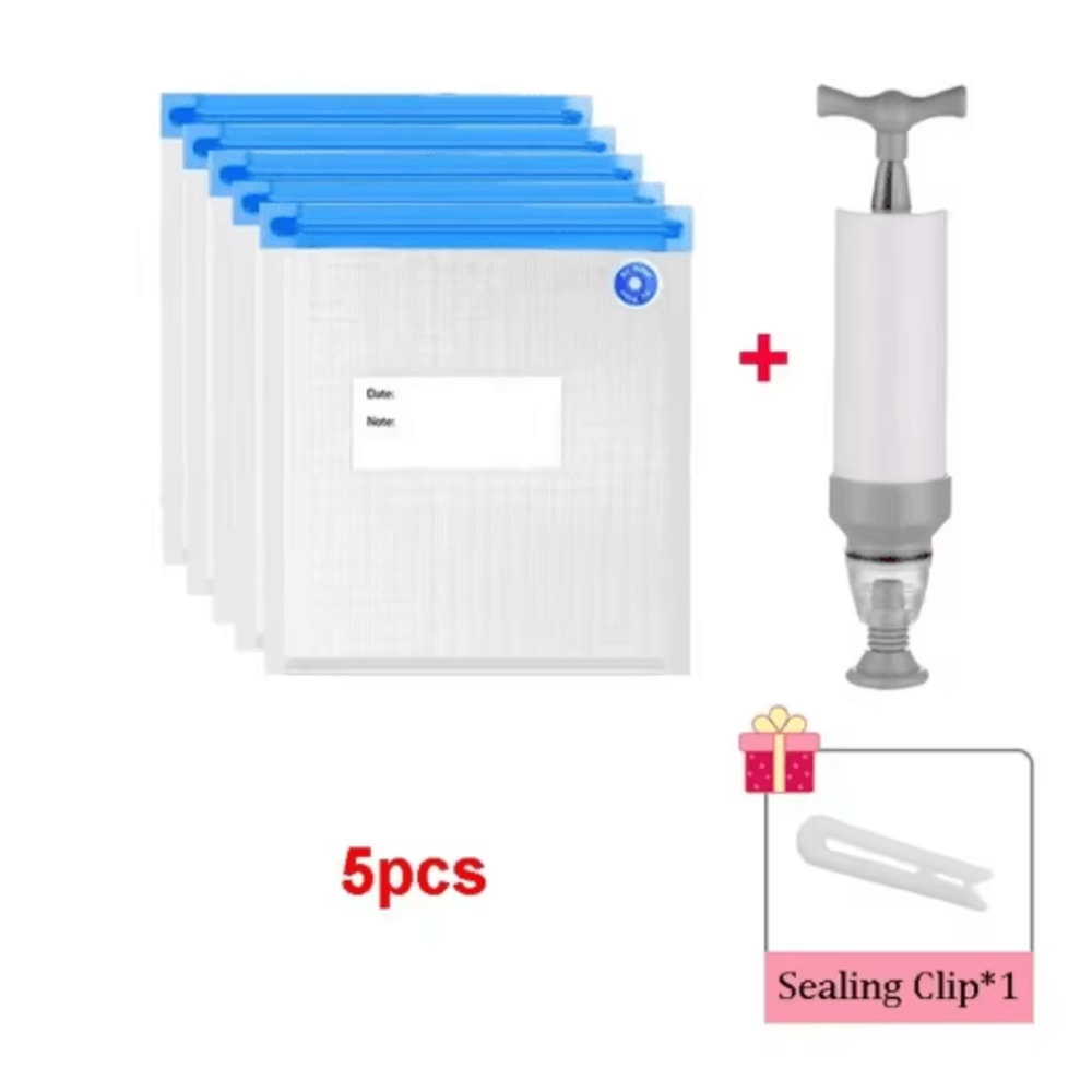 Reusable Vacuum Sealing Food Bags Air Valve FreshKeeping Storage Set 4