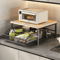 Modern Wood Metal Microwave Storage Rack Space Saving Countertop Organizer 4