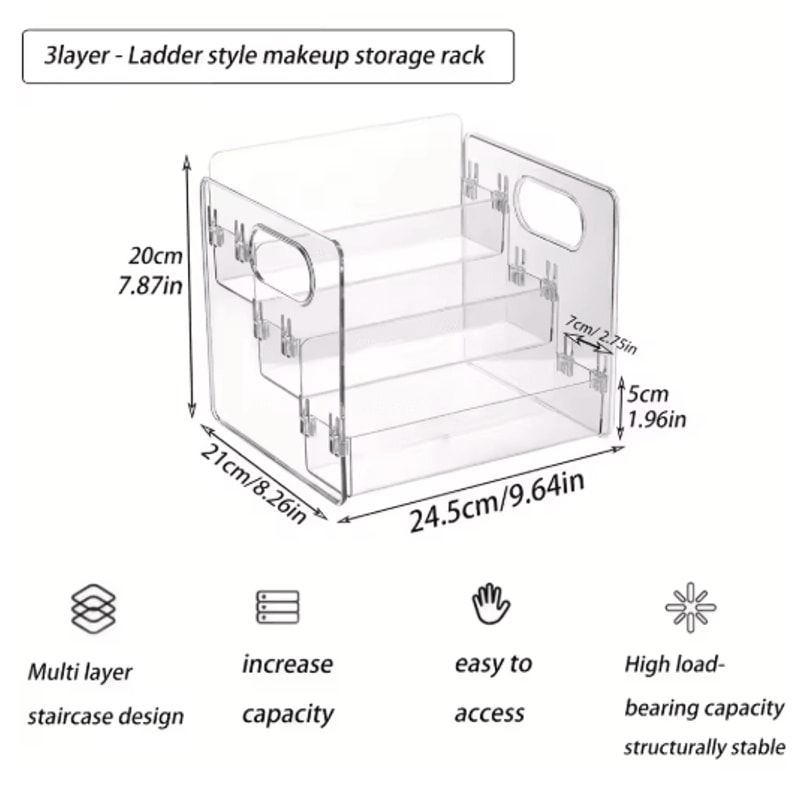 3Tier Acrylic Perfume Display Stand Transparent Cosmetic Organizer Shelf 1
