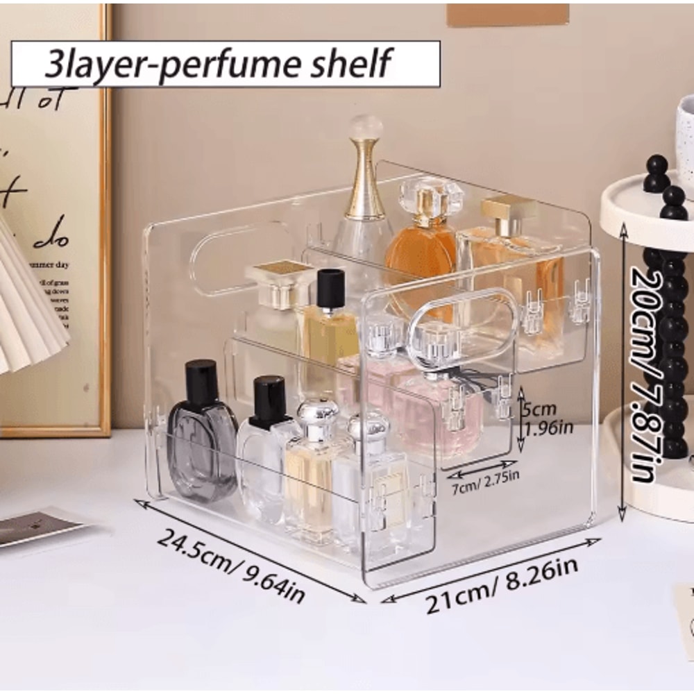 3Tier Acrylic Perfume Display Stand Transparent Cosmetic Organizer Shelf 2