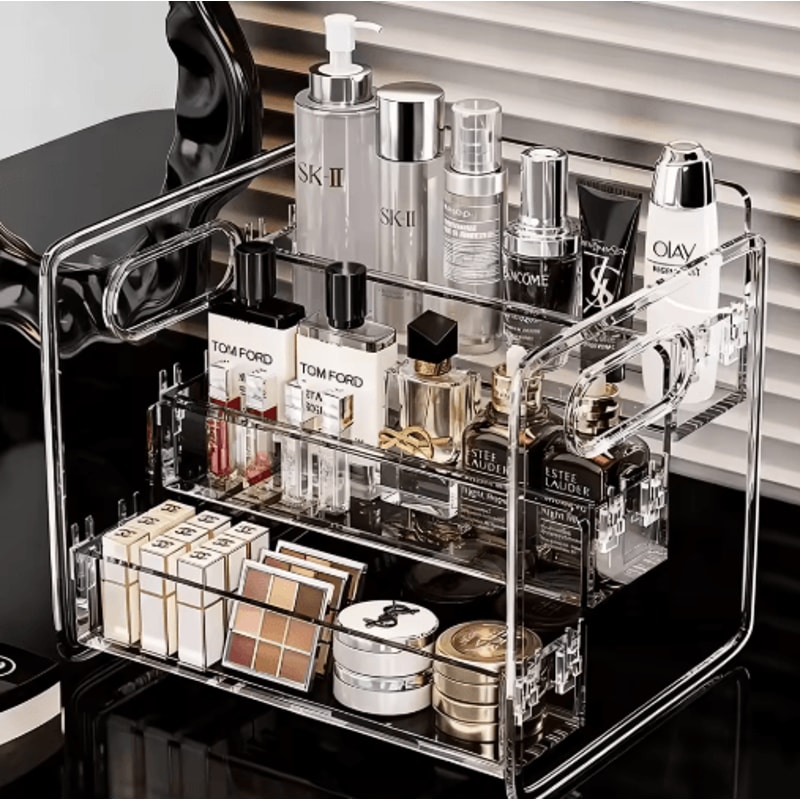 3Tier Acrylic Perfume Display Stand Transparent Cosmetic Organizer Shelf 5
