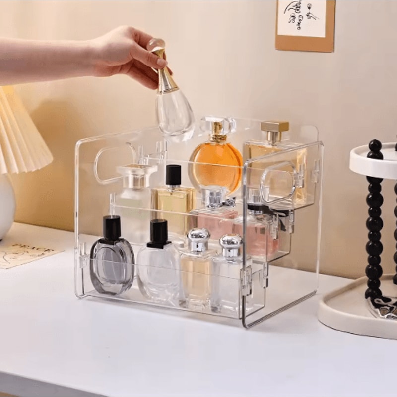 3Tier Acrylic Perfume Display Stand Transparent Cosmetic Organizer Shelf 0