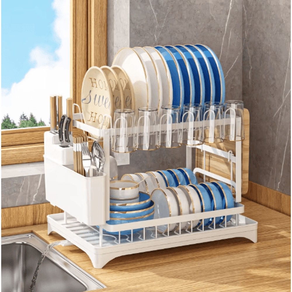 MultiFunction Dish Drying Rack Kitchen Bowl Chopsticks Storage Organizer 2