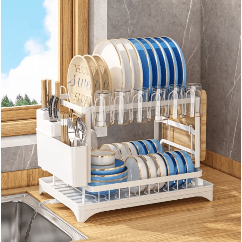 MultiFunction Dish Drying Rack Kitchen Bowl Chopsticks Storage Organizer 2
