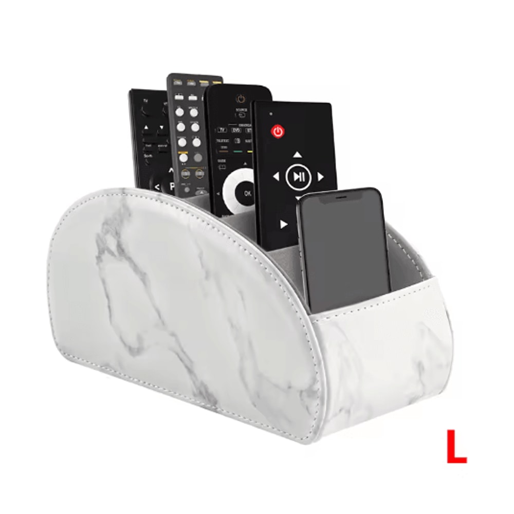 LMETJMA PU Leather Remote Control Holder 5 Compartment Desktop Organizer 2