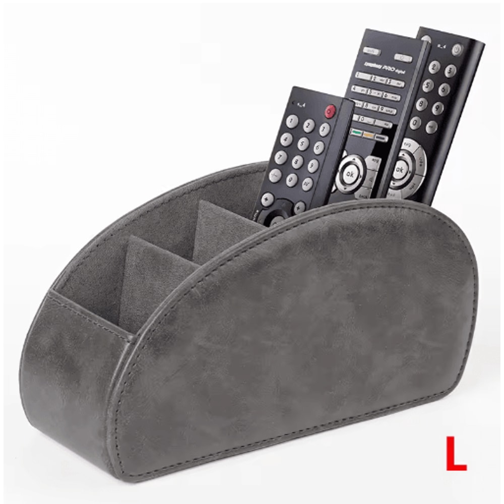 LMETJMA PU Leather Remote Control Holder 5 Compartment Desktop Organizer 4