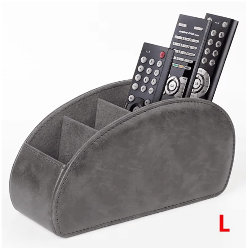 LMETJMA PU Leather Remote Control Holder 5 Compartment Desktop Organizer 4
