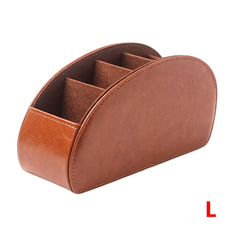 LMETJMA PU Leather Remote Control Holder 5 Compartment Desktop Organizer 5