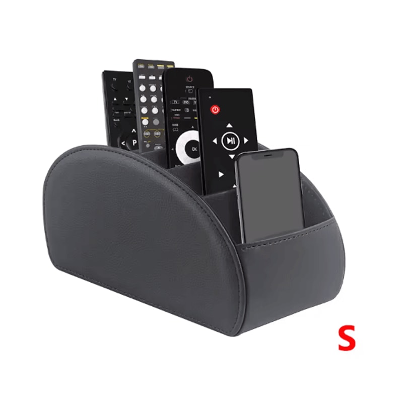 LMETJMA PU Leather Remote Control Holder 5 Compartment Desktop Organizer 6