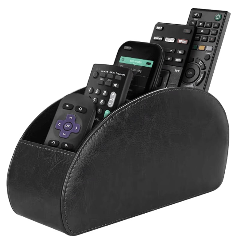 LMETJMA PU Leather Remote Control Holder 5 Compartment Desktop Organizer 0