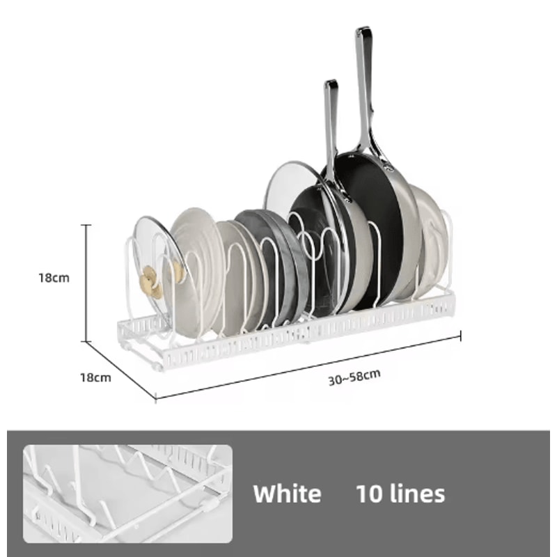 Adjustable Multi Layer Pot Dish Rack Retractable Carbon Steel Kitchen Organizer 1