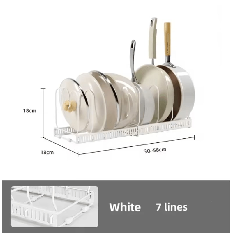 Adjustable Multi Layer Pot Dish Rack Retractable Carbon Steel Kitchen Organizer 3