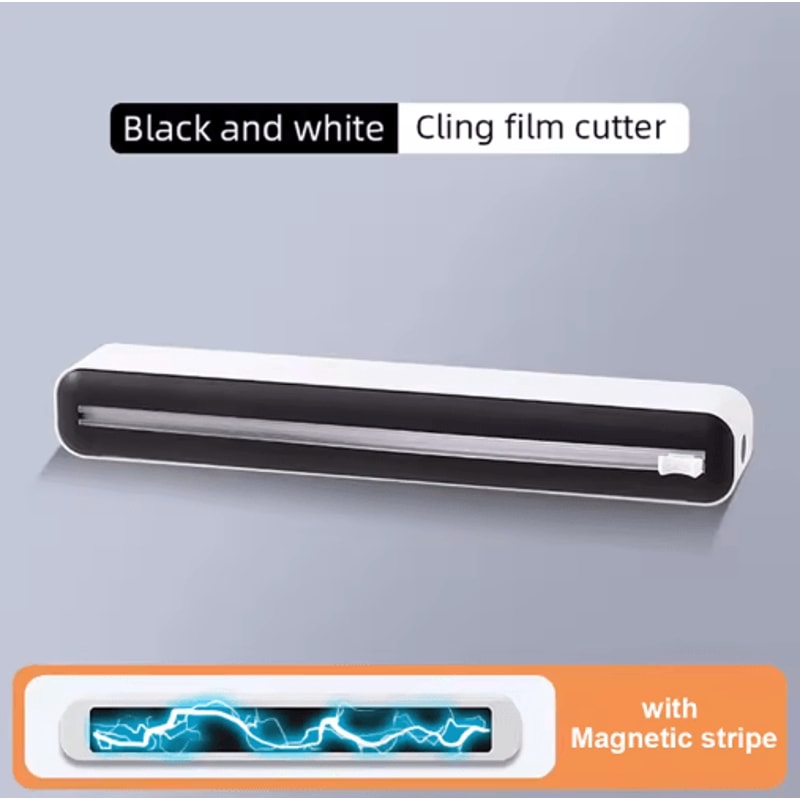 Magnetic Plastic Wrap Dispenser With Cutter Kitchen Foil Cling Film Organizer 3