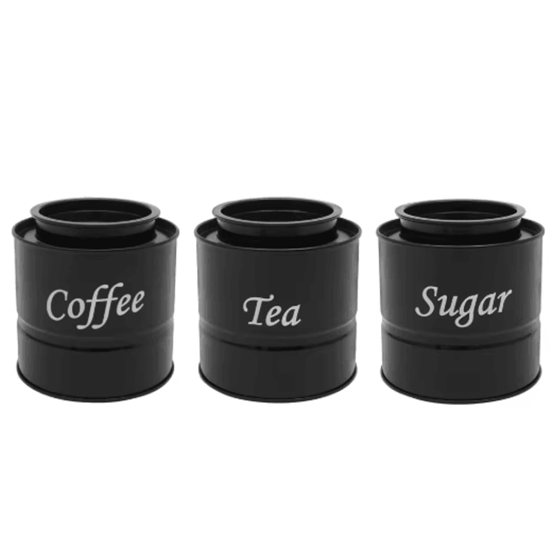 Airtight Coffee Tea Sugar Canister Set 3pcs Kitchen Countertop Storage Jars 2