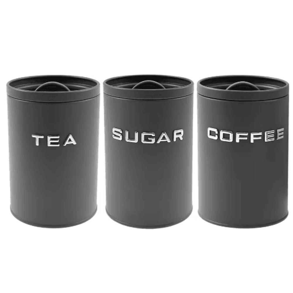 Airtight Coffee Tea Sugar Canister Set 3pcs Kitchen Countertop Storage Jars 3