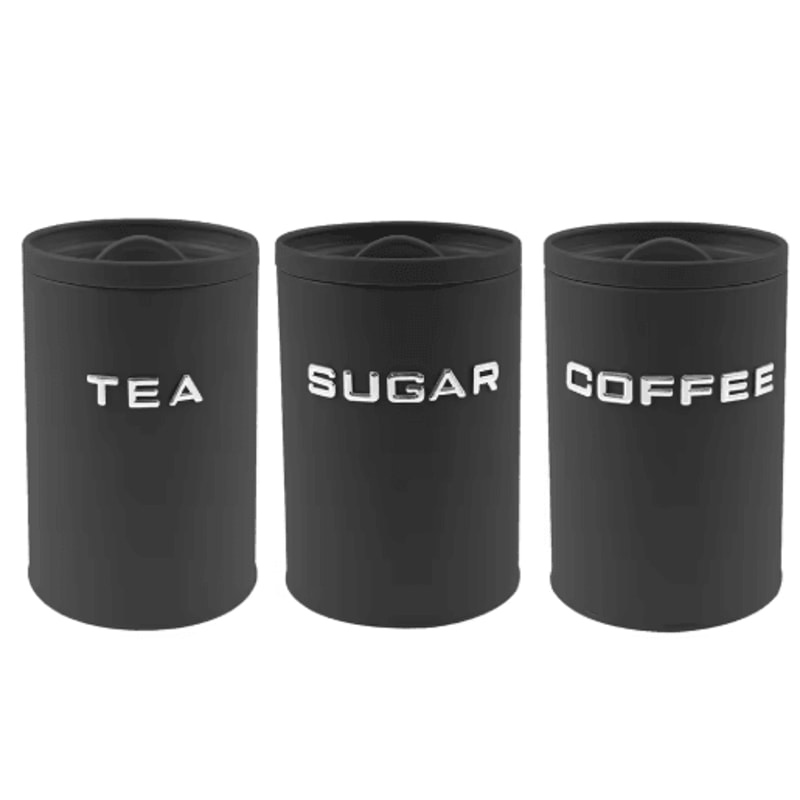 Airtight Coffee Tea Sugar Canister Set 3pcs Kitchen Countertop Storage Jars 4