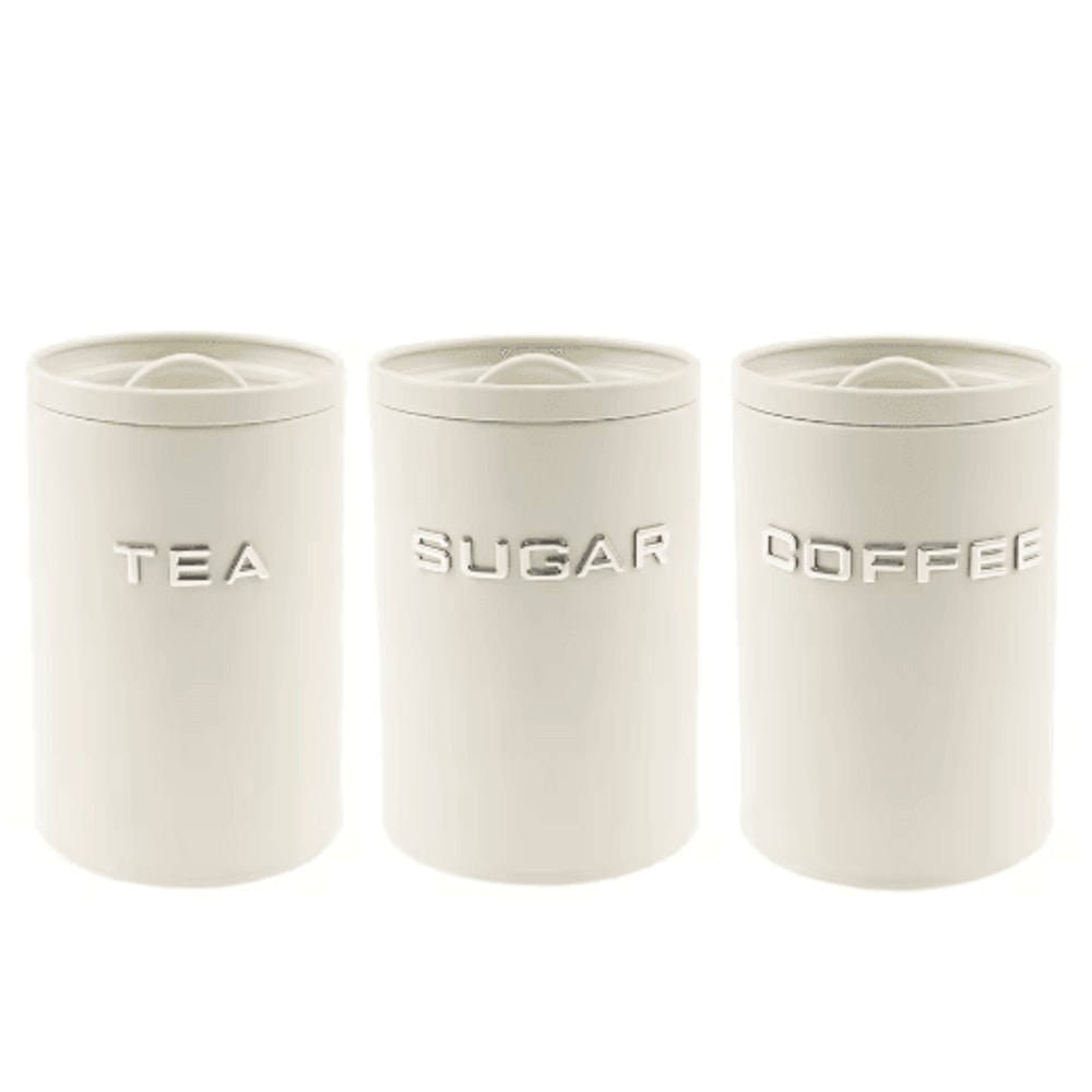 Airtight Coffee Tea Sugar Canister Set 3pcs Kitchen Countertop Storage Jars 5