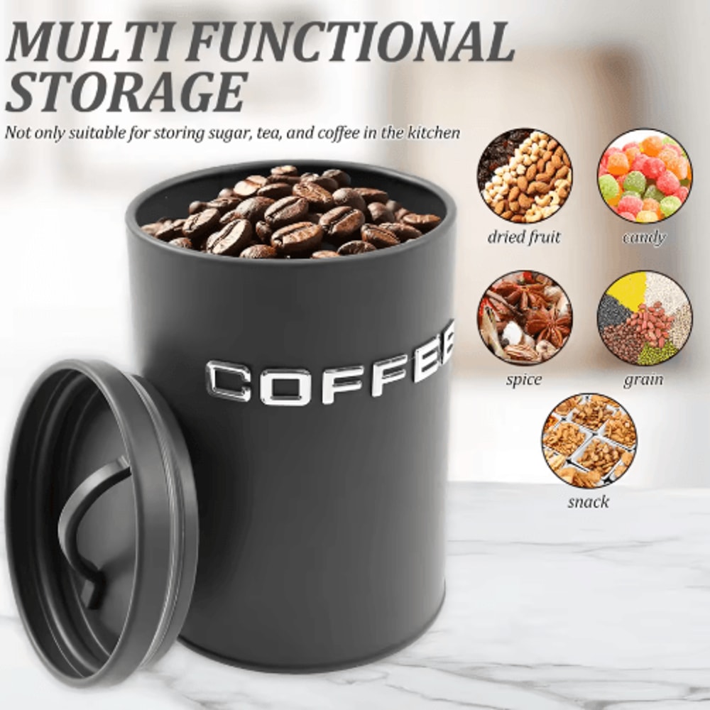 Airtight Coffee Tea Sugar Canister Set 3pcs Kitchen Countertop Storage Jars 8