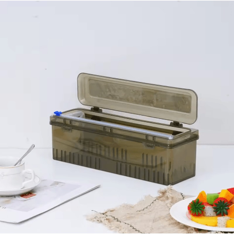 Plastic Wrap Dispenser With Cutter Kitchen Cling Film Organizer Tool 4