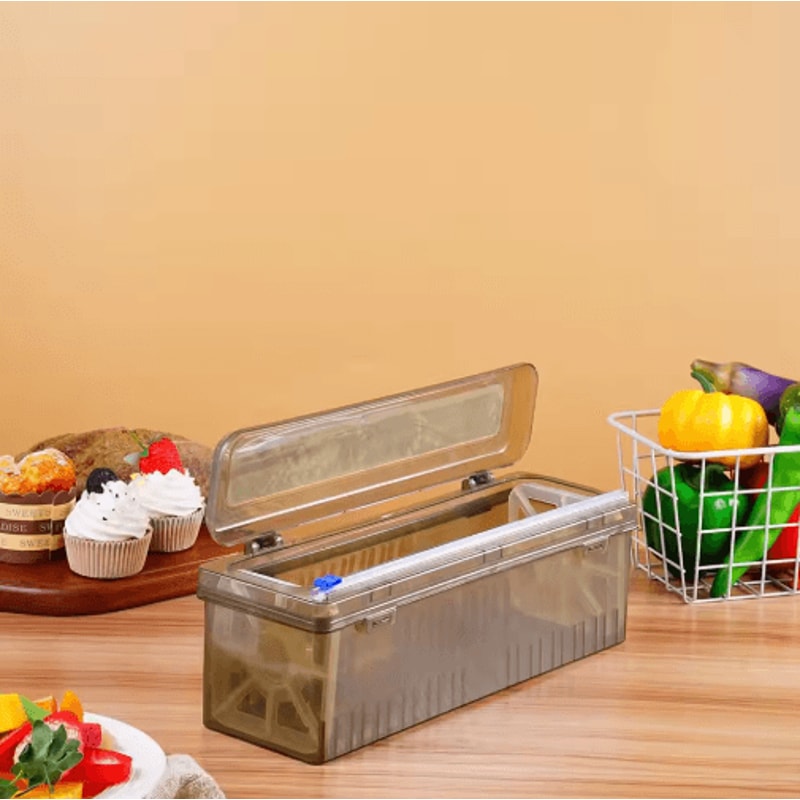 Plastic Wrap Dispenser With Cutter Kitchen Cling Film Organizer Tool 5