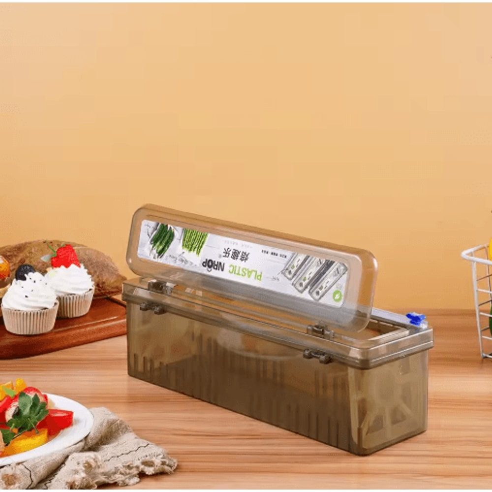Plastic Wrap Dispenser With Cutter Kitchen Cling Film Organizer Tool 0