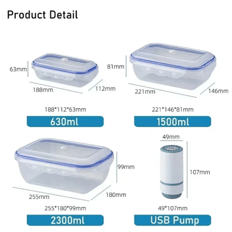 Vacuum Food Storage Container Airtight Fridge Organizer FreshKeeping Box 19