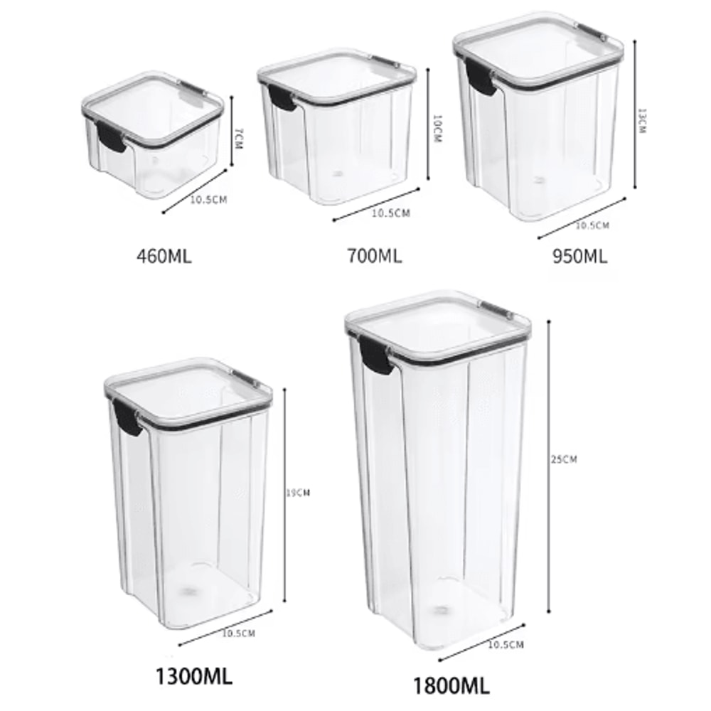 5Piece Airtight Food Storage Container Set Stackable Kitchen Organizer Jars 1