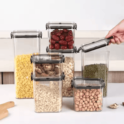 5-piece airtight food storage container set – stackable kitchen organizer jars