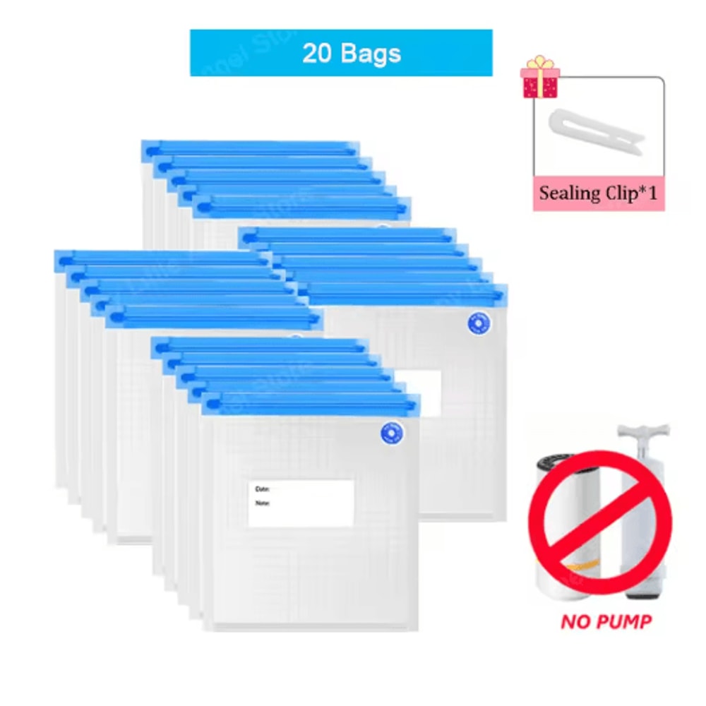 Reusable Vacuum Food Storage Bags Set USB Electric Pump Zipper Seal System 2