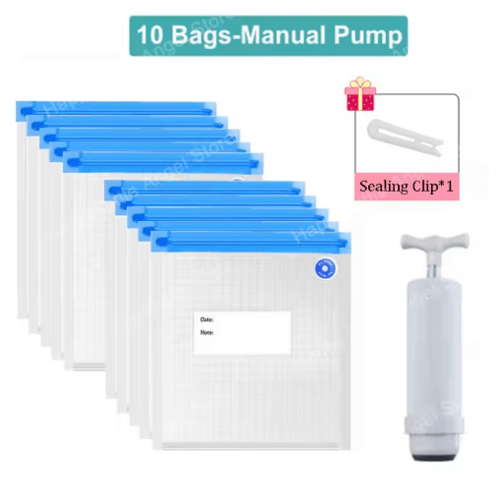 Reusable Vacuum Food Storage Bags Set USB Electric Pump Zipper Seal System 3