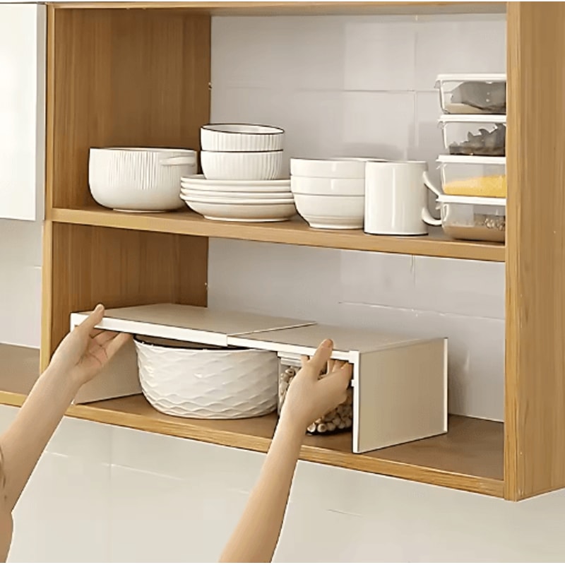 Retractable MultiLayer Kitchen Shelf Adjustable Cabinet Fridge Organizer 5