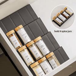 4-layer adjustable spice rack organizer for drawer & pantry storage