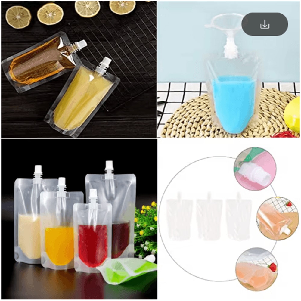 Reusable Drink Pouch With Spout Portable Juice Beverage Storage Bags 0