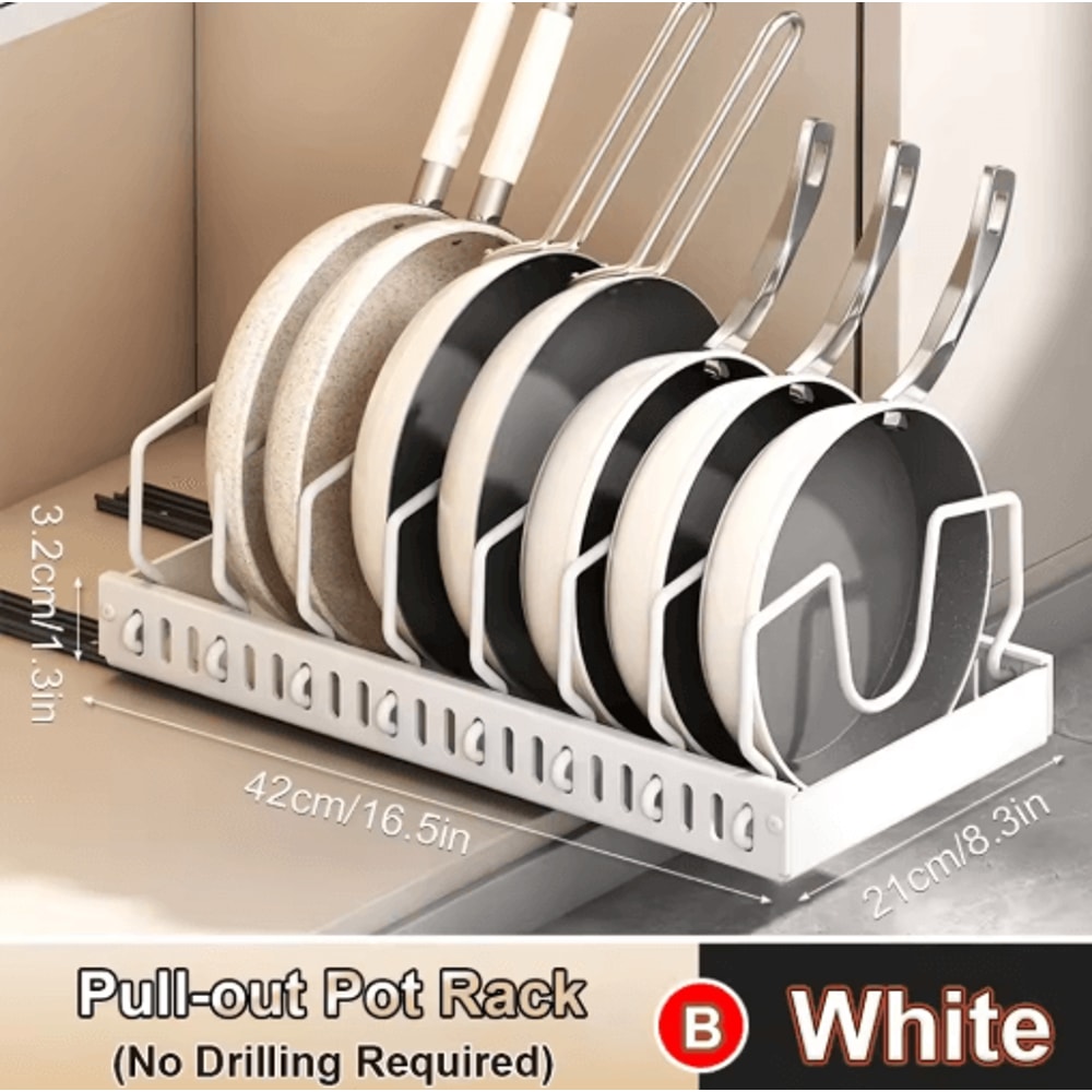 PullOut Kitchen Organizer For Pots Pans Lids Sliding Cabinet Storage Rack 2