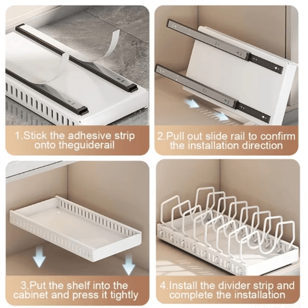 PullOut Kitchen Organizer For Pots Pans Lids Sliding Cabinet Storage Rack 4