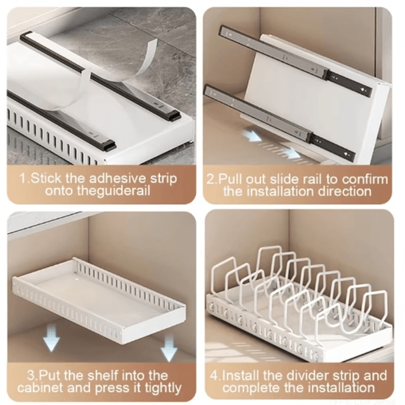 PullOut Kitchen Organizer For Pots Pans Lids Sliding Cabinet Storage Rack 4