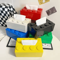 creative cartoon building block tissue box holder – decorative napkin storage box