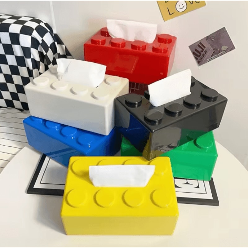 Creative Cartoon Building Block Tissue Box Holder Decorative Napkin Storage Box 0