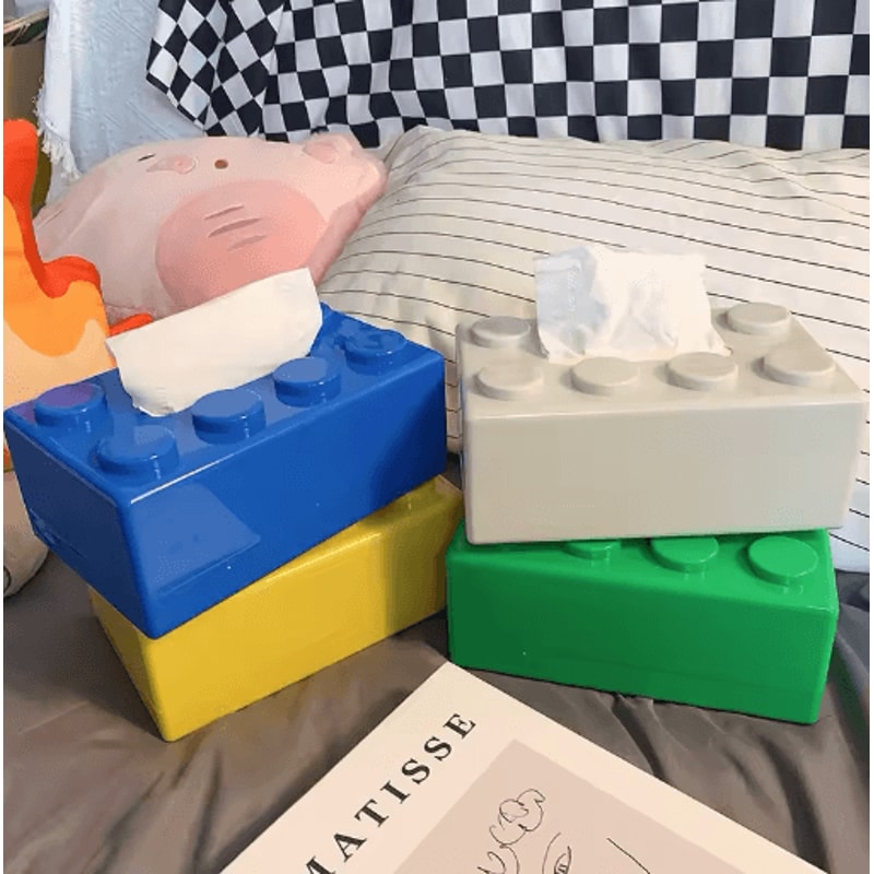 Creative Cartoon Building Block Tissue Box Holder Decorative Napkin Storage Box 7
