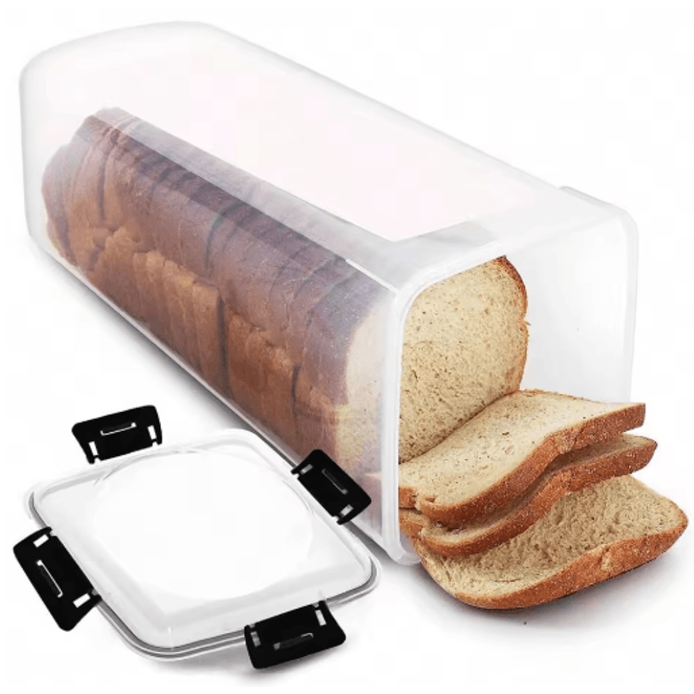 Clear Airtight Bread Loaf Container With Lid Fresh Bread Storage Box 0