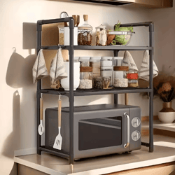 space-saving microwave oven rack & kitchen countertop organizer shelf
