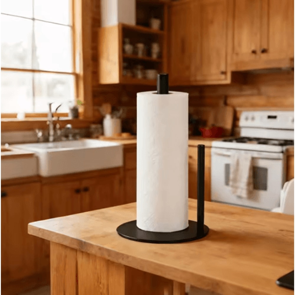 Stainless Steel Kitchen Roll Holder With Weighted Base SpaceSaving Countertop Paper Towel Stand 5