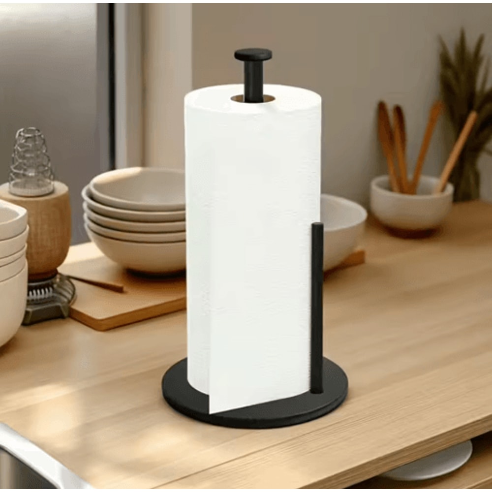 Stainless Steel Kitchen Roll Holder With Weighted Base SpaceSaving Countertop Paper Towel Stand 6
