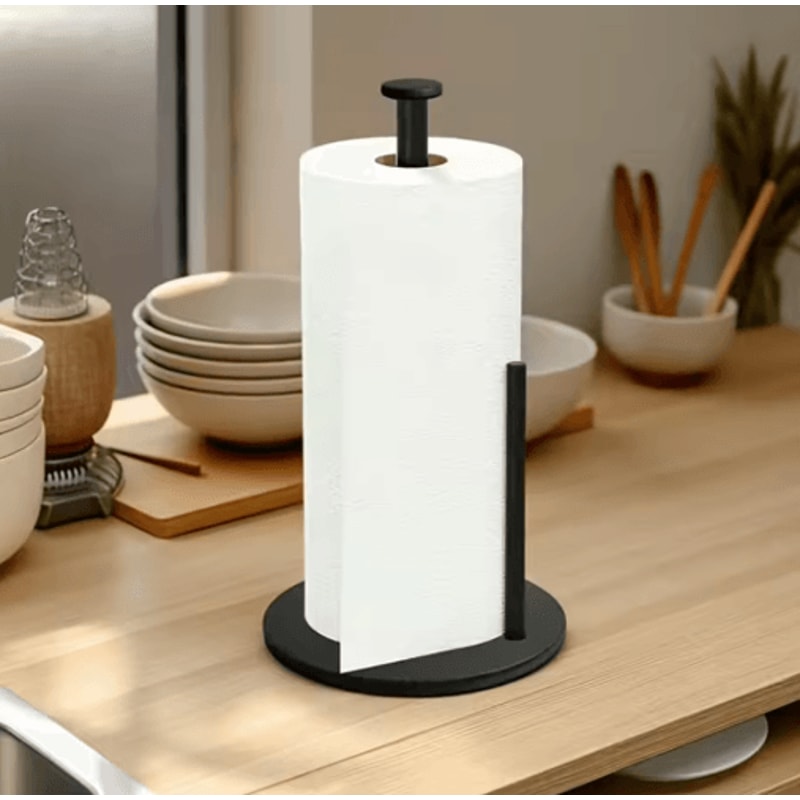 Stainless Steel Kitchen Roll Holder With Weighted Base SpaceSaving Countertop Paper Towel Stand 6